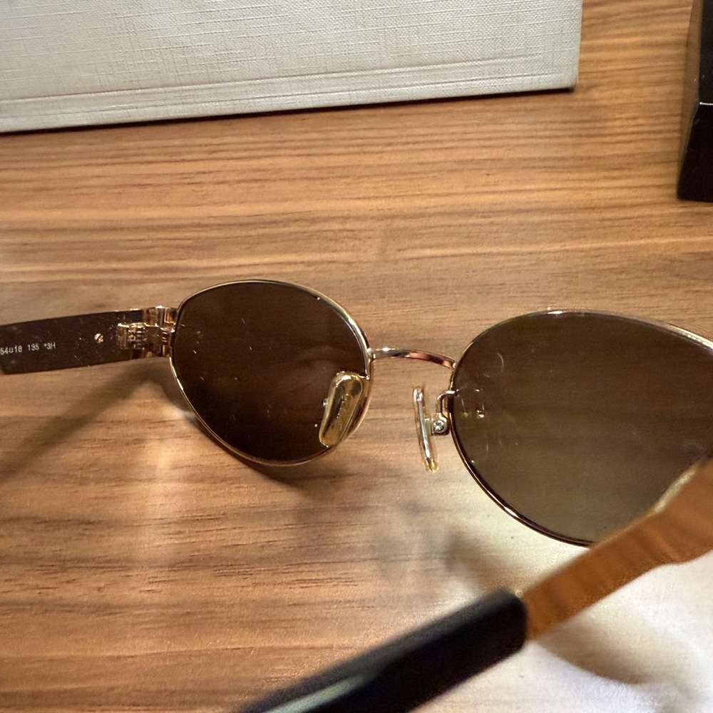 Celine Gold and Brown Gradient Sunglasses - Picture 5 of 7